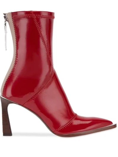 Shop Fendi Fframe Structured Heel Ankle Boots In Red