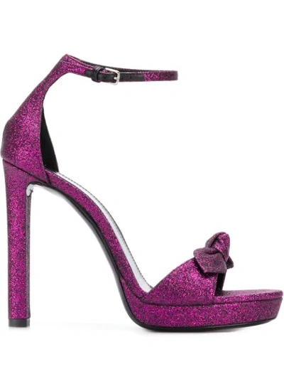 Shop Saint Laurent Sandalen Mit Schleife In Fucsia