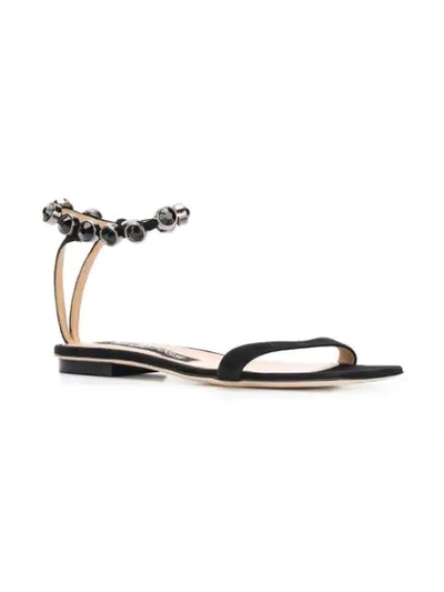 Shop Sergio Rossi Crystal Embellished Sandals - Black