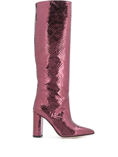 Shop Paris Texas Embossed Knee Boots In Neutrals