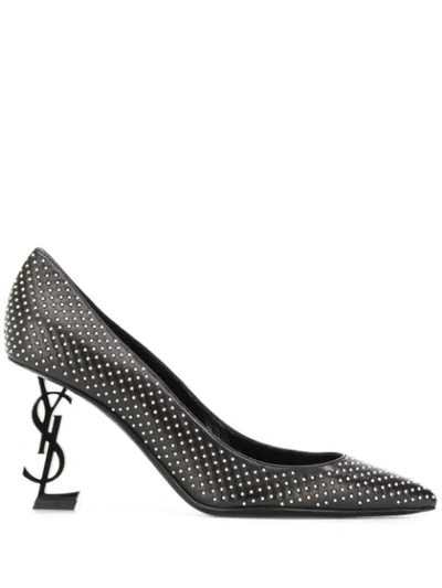 Shop Saint Laurent Studded Opyum Pumps In Black