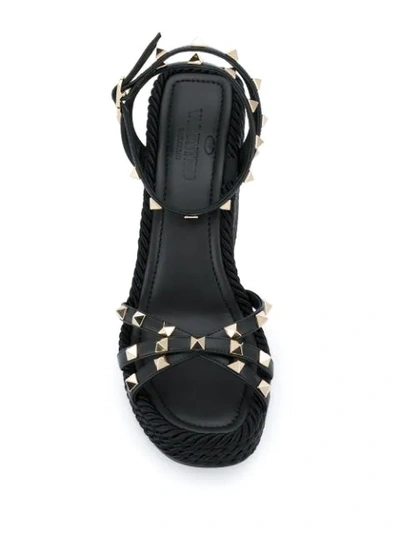 Shop Valentino Rockstud Edge Sandals In Black