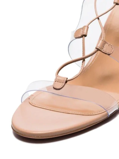 Shop Aquazzura Powder Pink Milos 50 Lace-up Leather Sandals