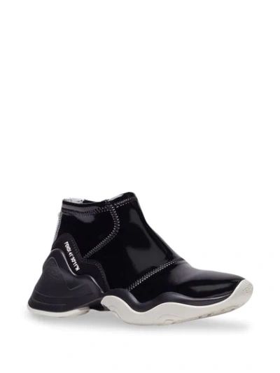 Shop Fendi Ffluid Glossy Sneakers In Black