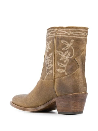 Shop Sartore Western Embroidered Boots In Neutrals