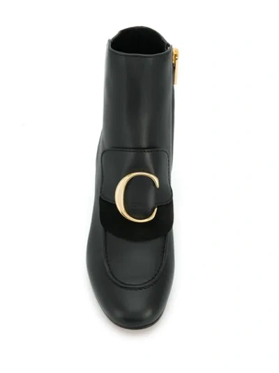 Shop Chloé C Logo Ankle Boots In Black