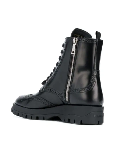 Shop Prada Brogue Detailed Boots - Black
