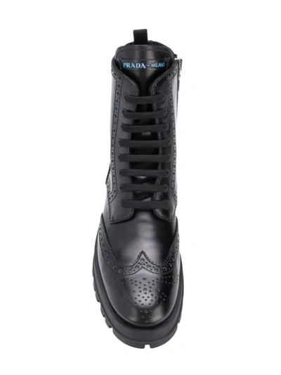 Shop Prada Brogue Detailed Boots - Black