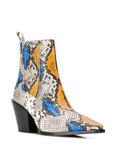 Shop Aeyde Kate Snakeskin Print Boots In Neutrals