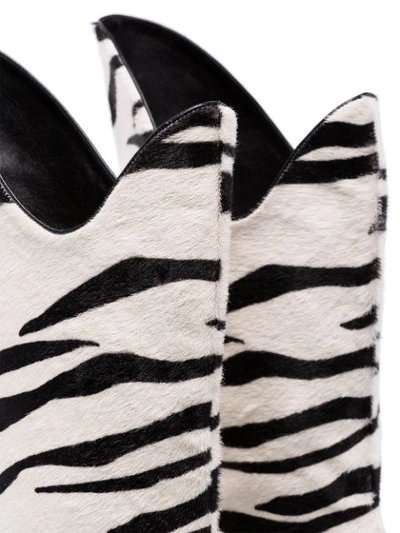 Shop Attico White Betta 85 Zebra Print Pony Hair Leather Mid In Black