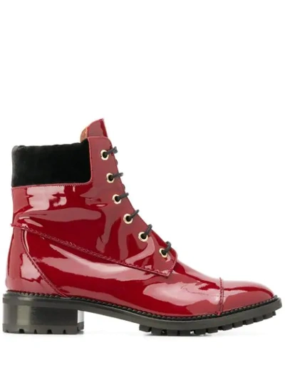 Shop L'autre Chose Stivaletto Biker Boots In Burgundy