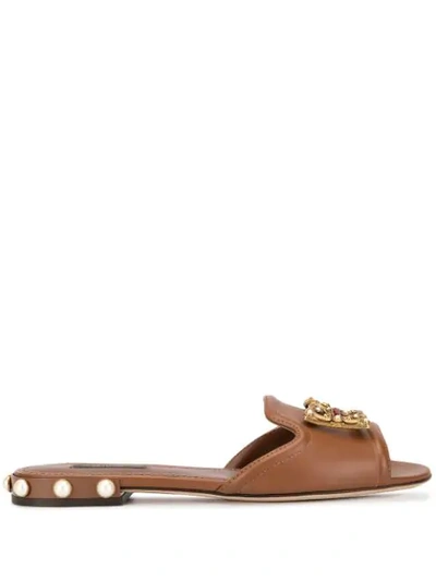 Shop Dolce & Gabbana Slip-on Sandals In Brown