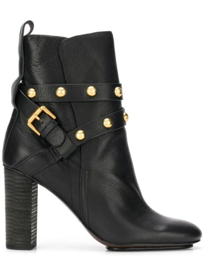 Shop See By Chloé Janis Heeled Ankle Boots - Black