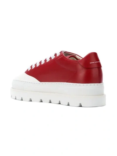 Shop Mm6 Maison Margiela Platform Lace-up Sneakers - Red