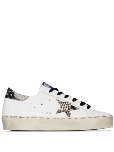 GOLDEN GOOSE HI STAR SNAKE-PRINT LOW-TOP SNEAKERS - 白色