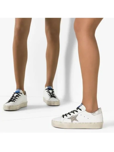 Shop Golden Goose Hi Star Snake-print Low-top Leather Sneakers In White