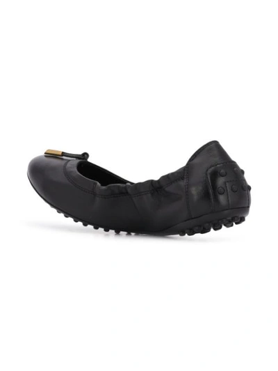 Shop Tod's Knot Detail Ballerina Shoes In Black