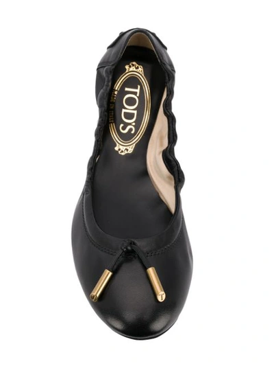 Shop Tod's Knot Detail Ballerina Shoes In Black