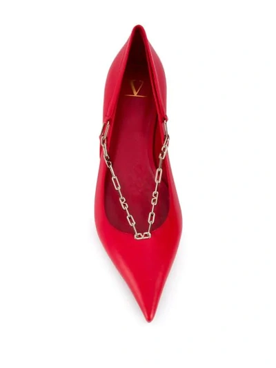 Shop Valentino Garavani Chain Detail Pumps In Ju5 Red