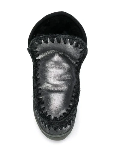 Shop Mou Metallic Sheen Eskimo Boots In Grey