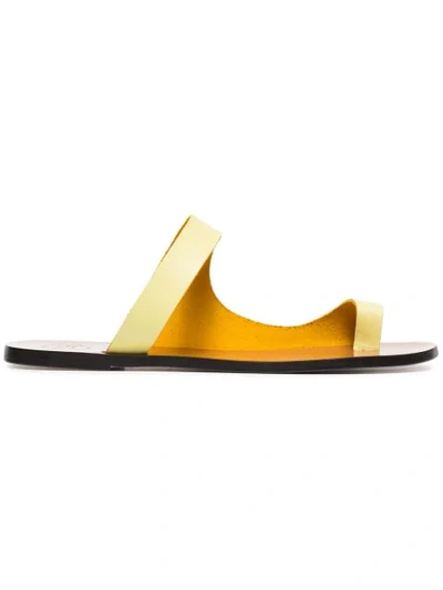 Shop Atp Atelier Lemon Dina Flat Leather Sandals In Yellow