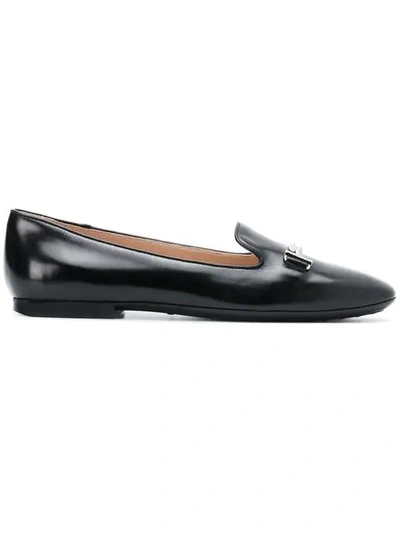 Shop Tod's Double T Loafers In Nero