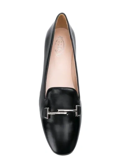 Shop Tod's Double T Loafers In Nero