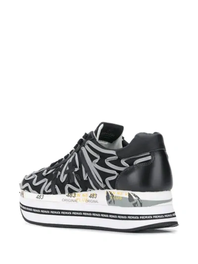 Shop Premiata Beth Embroidered Platform Sneakers In Black