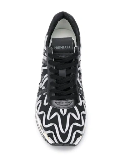 Shop Premiata Beth Embroidered Platform Sneakers In Black