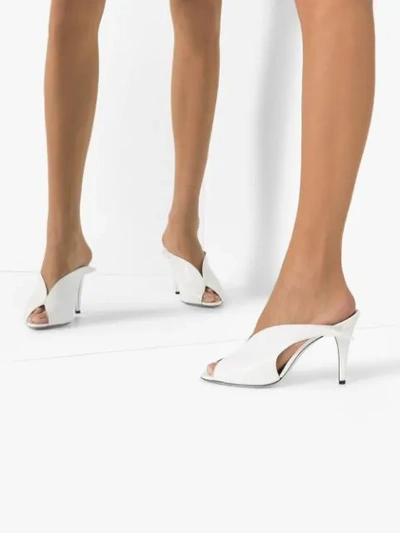 Shop Givenchy Snake-effect Mules In White