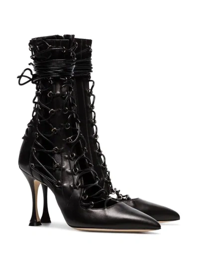 Shop Liudmila Lace-up Heeled Boots In Black