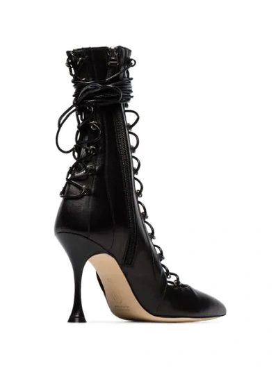 Shop Liudmila Lace-up Heeled Boots In Black