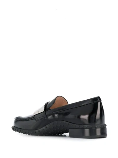 Tod's Contrast Penny Bar Loafers In Black