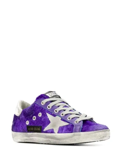 Shop Golden Goose Superstar Textured Sneakers In Purple