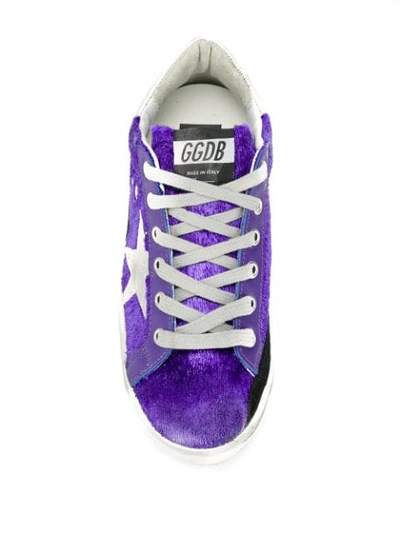 Shop Golden Goose Superstar Textured Sneakers In Purple