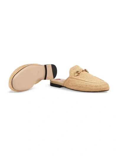 Shop Gucci Princetown Raffia Slippers In Neutrals