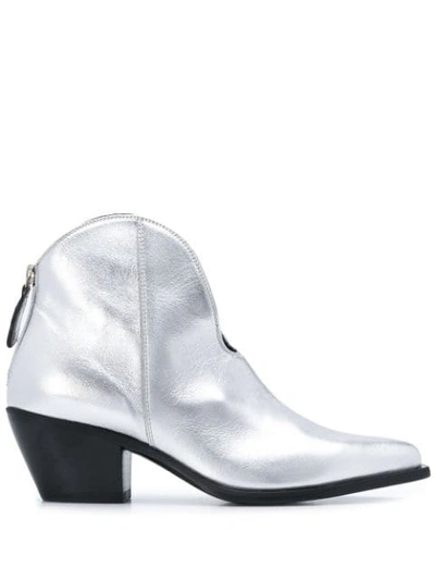 Shop Msgm Pointed Boots In Silver