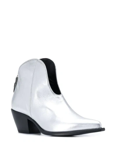 Shop Msgm Pointed Boots In Silver