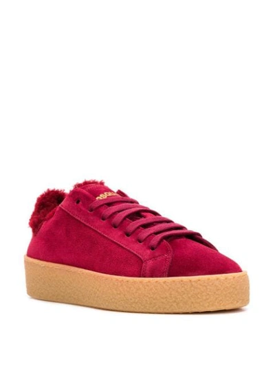 Shop Dsquared2 Shearling-lined Sneakers In Red