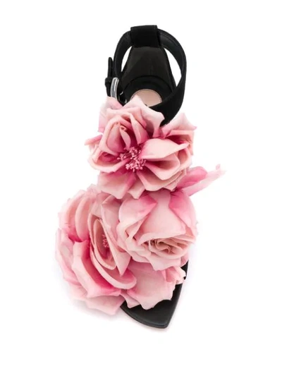 Shop Alexander Mcqueen Floral Embellished Sandals In Black ,pink