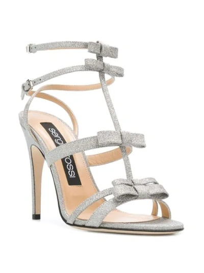 Shop Sergio Rossi Strappy Glitter Sandals In Metallic
