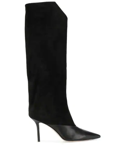 JIMMY CHOO BRELAN 85 SUEDE KNEE HIGH BOOTS - 黑色