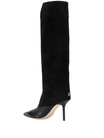 JIMMY CHOO BRELAN 85 SUEDE KNEE HIGH BOOTS - 黑色