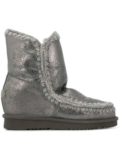 Shop Mou Wedged Eskimo Boots In Grey