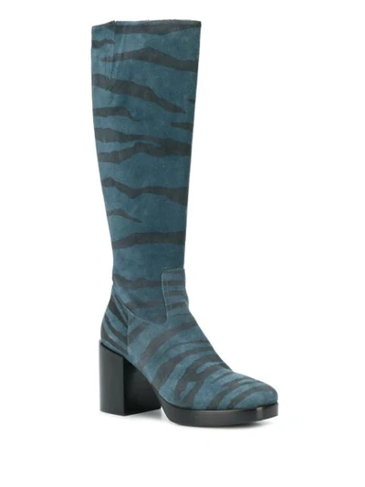 Shop A.f.vandevorst Zebra Print Knee-high Boots In Blue