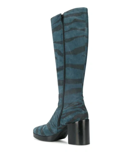 Shop A.f.vandevorst Zebra Print Knee-high Boots In Blue