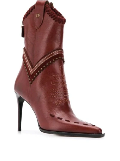 Shop Dsquared2 Cowgirl Ankle Boots In Red