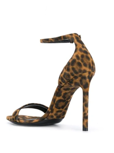 Shop Saint Laurent Amber Leopard Print Sandals In Brown