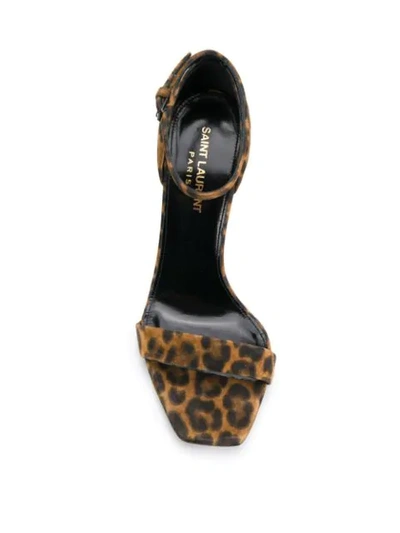 Shop Saint Laurent Amber Leopard Print Sandals In Brown