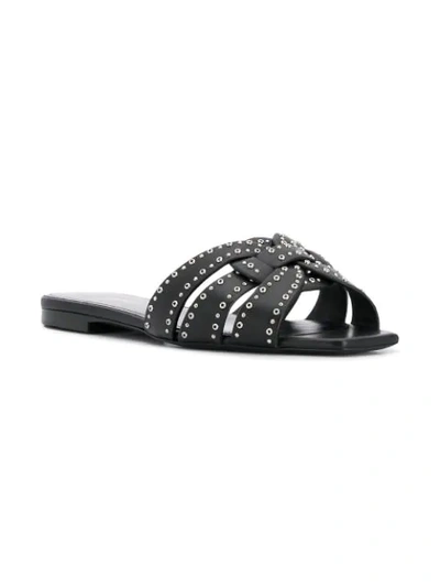 Shop Saint Laurent Tribute Flat Sandals In Black